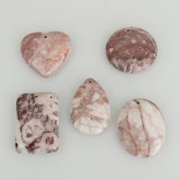 + kamen Privjesak, prirodni, roze, Rupa:Približno 2mm, 10računala/Lot, Prodano By Lot
