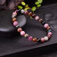 Natural Tourmaline Bracelet Round & for woman multi-colored Sold Per Approx 7.5 Inch Strand