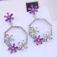 Zinc Alloy Drop Earrings plated for woman & with rhinestone nickel lead & cadmium free 63*38mm Sold By Pair