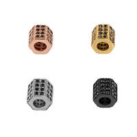 Kubisk Zirconia Micro Pave Messing Perler, Kolonne, forgyldt, Micro Pave cubic zirconia, flere farver til valg, nikkel, bly & cadmium fri, 7.3x7.1mm, Hole:Ca. 2mm, 5pc'er/Lot, Solgt af Lot