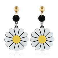 Acrylic Drop Earring Flower plated fashion jewelry & for woman Sold By Lot