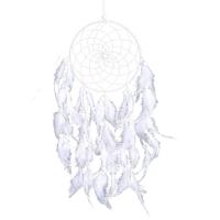Fashion Dream Catcher Iron with Cotton Thread & Feather handmade for home and office white 16cm Sold By PC