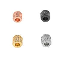 Kubisk Zirconia Micro Pave Messing Perler, Kolonne, forgyldt, Micro Pave cubic zirconia, flere farver til valg, nikkel, bly & cadmium fri, 7.1x7.3mm, Hole:Ca. 2mm, 5pc'er/Lot, Solgt af Lot