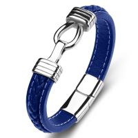 Przewód bransoletki PU, biżuteria moda & styl punk & dla obu płci & różnej wielkości do wyboru, niebieski, 12x6mm, sprzedane przez PC