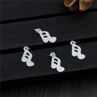 925 Sterling Silver Pendant Music Note silver color plated DIY Sold By PC
