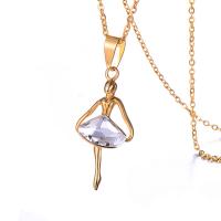 Stainless Steel Jewelry Necklace gold color plated fashion jewelry & for woman & with rhinestone Sold By PC
