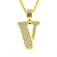 Zinc Alloy Sweater Necklace Letter V plated for man & with rhinestone Length Approx 23.6 Inch Sold By Lot