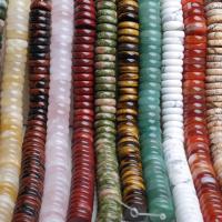 Blandade Gemstone Pärlor, Ädelsten, Flat Round, olika material för val, 6*2mm, Hål:Ca 1mm, Ca 190PC/Strand, Säljs av Strand