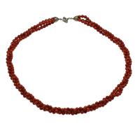 Naszyjnik z koralu, Koral, Mosiądz zapięcie kołowe, Platerowane kolorem starego srebra, biżuteria moda & dla kobiety, czerwony, 5mm, sprzedawane na około 21.6 cal Strand