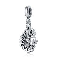 European Style Zinc Alloy Dangle Beads Peacock antique silver color plated nickel lead & cadmium free 10-30mm Approx 4-4.5mm Sold By Bag