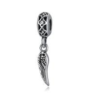 European Style Zinc Alloy Dangle Beads Wing Shape antique silver color plated nickel lead & cadmium free 10-30mm Approx 4-4.5mm Sold By Bag