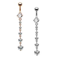 Stainless Steel Belly Ring micro pave cubic zirconia & for woman Approx 4-4.5mm Sold By PC