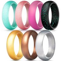 Silicone Finger Ring 7 pieces & Unisex  mixed colors 5.7mm 2mm Sold By Set