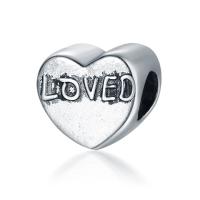 Zinc Alloy European Beads Heart antique silver color plated nickel lead & cadmium free 10-15mm Sold By Bag