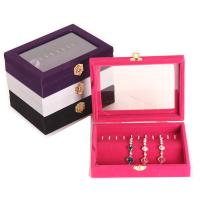 خشب مربع عرض المجوهرات, مع يتدفقون النسيج, مجوهرات الموضة, المزيد من الألوان للاختيار, 200x150x47mm, تباع بواسطة PC