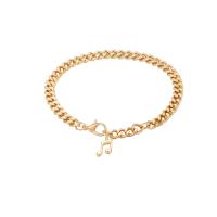 Brass Bracelet Music Note gold color plated curb chain & for woman nickel lead & cadmium free Sold Per Approx 7.6 Inch Strand
