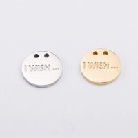 Stainless Steel Pendants Flat Round polished double-hole 13mm Approx 1.3mm Sold By Bag