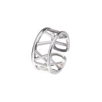 925 Sterling Silver Cuff Finger Ring platinum plated fashion jewelry & for woman & smooth & hollow 9mm US Ring Sold By PC