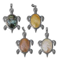 Brass Jewelry Pendants with Yellow Shell & White Shell & Abalone Shell Turtle silver color plated fashion jewelry nickel lead & cadmium free Approx Sold By PC