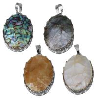 Brass Jewelry Pendants with Yellow Shell & White Shell & Abalone Shell silver color plated fashion jewelry nickel lead & cadmium free Approx Sold By PC