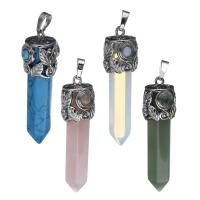 Brass Jewelry Pendants with Gemstone silver color plated fashion jewelry nickel lead & cadmium free Approx Sold By PC