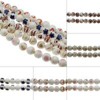 Porcelæn smykker perler, Runde, forskellig størrelse for valg & forskellige design til valg, Hole:Ca. 2.6mm, Ca. 200pc'er/Bag, Solgt af Bag
