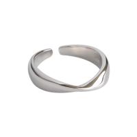 925 Sterling Silver Cuff Finger Ring, platinum plated, fashion jewelry & for woman, 5mm, US Ring Size:7.5-10.5, Sold By PC