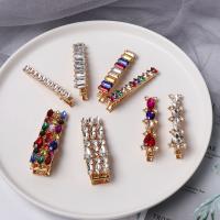 Alligator Hair Clip Zinc Alloy plated & for woman & with rhinestone nickel lead & cadmium free Sold By Lot