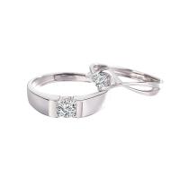 925 Sterling Silver Couple Ring plated & with rhinestone US Ring .5 Sold By PC