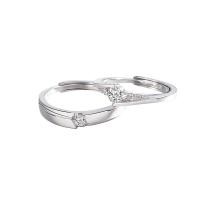 925 Sterling Silver Couple Ring platinum plated & with rhinestone US Ring .5 Sold By PC