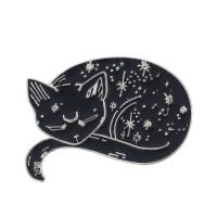 Collar Brooch Zinc Alloy Cat plated fashion jewelry & for woman black nickel lead & cadmium free Sold By PC
