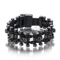 Titanium Steel Bracelet with Faux Leather vacuum plating black​ & for man Sold Per Approx 8.7 Inch Strand