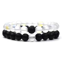 Black Stone Bracelet with Moonstone Round 2 pieces & Unisex 8mm Length Approx 7-7.5 Inch Sold By Set