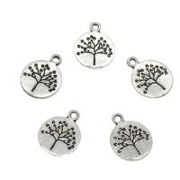 Zinc Alloy Flat Round Pendants antique silver color plated nickel lead & cadmium free Approx 2mm Approx Sold By KG