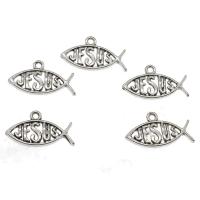 Tibetan Style Hollow Pendants, Fish, antique silver color plated, nickel, lead & cadmium free, 12.50x22x2mm, Hole:Approx 1.6mm, Approx 909PCs/KG, Sold By KG
