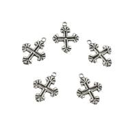 Tibetan Style Cross Pendants, antique silver color plated, nickel, lead & cadmium free, 15x20x2mm, Hole:Approx 1.5mm, Approx 714PCs/KG, Sold By KG