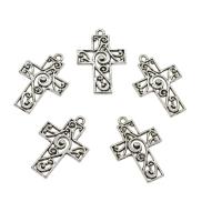 Tibetan Style Cross Pendants, antique silver color plated, hollow, nickel, lead & cadmium free, 19.50x29x2mm, Hole:Approx 1.5mm, Approx 500PCs/KG, Sold By KG