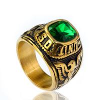 roestvrij staal Maar vinger ring, met Edelsteen, plated, mode sieraden & verschillende grootte voor keus & voor de mens, gouden, Verkocht door PC
