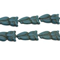 Turquesa sintética grânulos, miçangas, Coruja, DIY, azul céu, 24.50x13x6mm, Buraco:Aprox 1.2mm, Aprox 150PCs/Bag, vendido por Bag