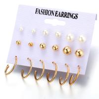 Zinc Alloy Earring Set Stud Earring & earring with Crystal & Plastic Pearl plated fashion jewelry & for woman nickel lead & cadmium free Sold By Set