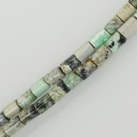 Grøn Grass Stone Bead, Kolonne, mode smykker & du kan DIY, 6x8.50mm, Hole:Ca. 1mm, Ca. 46pc'er/Strand, Solgt Per Ca. 15.5 inch Strand