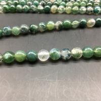 Natürliche Moos Achat Perlen, rund, poliert, DIY & verschiedene Größen vorhanden, Bohrung:ca. 1mm, verkauft von Strang