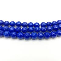 Stenpulver Bead, Rund, polerad, DIY & olika storlek för val, blå, Hål:Ca 1mm, Säljs av Strand