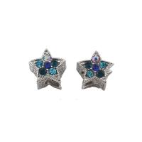 Zinc Alloy European Beads Star antique silver color plated with rhinestone nickel lead & cadmium free Approx 4.5mm Sold By Bag