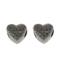 Zinc Alloy European Beads Heart antique silver color plated nickel lead & cadmium free Approx 5mm Sold By Bag