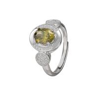 925 sterling zilver Open Finger Ring, geplatineerd, Verstelbare & micro pave zirconia & voor vrouw, meer kleuren voor de keuze, 6x8mm,12.6mm, Verkocht door PC