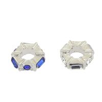 Zinc Alloy European Beads silver color plated with rhinestone nickel lead & cadmium free Approx 4.8mm Sold By Bag