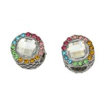 Zinc Alloy European Beads silver color plated with rhinestone nickel lead & cadmium free Approx 5mm Sold By Bag