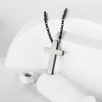 Stainless Steel Sweater Chain Necklace 316L Stainless Steel Cross antique silver color plated Unisex & with letter pattern metallic color plated Sold Per Approx 28 Inch Strand