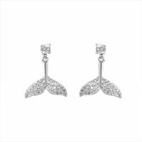 Zinc Alloy Drop Earrings with Rhinestone Mermaid tail plated for woman nickel lead & cadmium free Sold By Lot